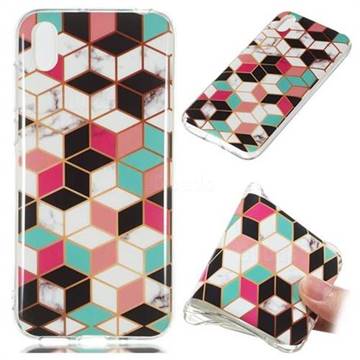 Three-dimensional Square Soft TPU Marble Pattern Phone Case for Huawei Y5 (2019)