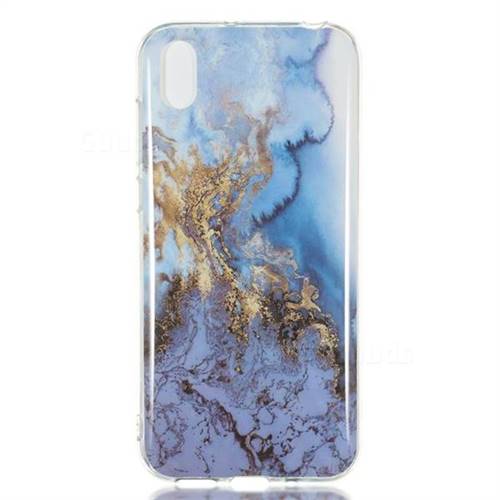 sea blue soft tpu marble pattern case for huawei y5 (2019)