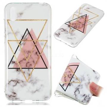 Inverted Triangle Powder Soft TPU Marble Pattern Phone Case for Huawei Y5 (2019)