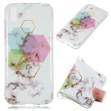 Hexagonal Soft TPU Marble Pattern Phone Case for Huawei Y5 (2019)
