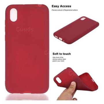 Soft Matte Silicone Phone Cover for Huawei Y5 (2019) - Wine Red