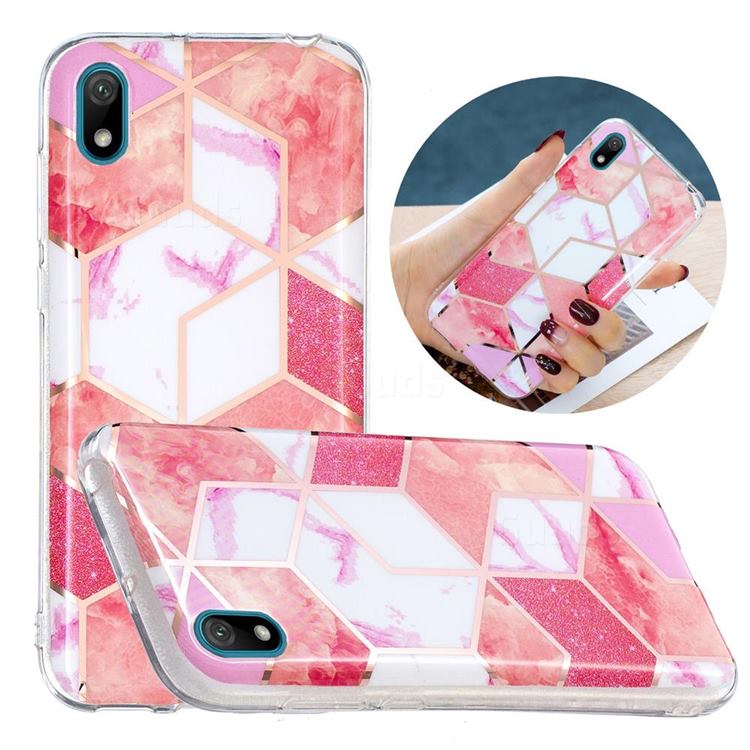 Cherry Glitter Painted Marble Electroplating Protective Case for Huawei Y5 (2019)