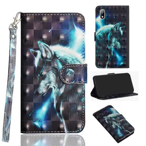 Snow Wolf 3D Painted Leather Wallet Case for Huawei Y5 (2019)