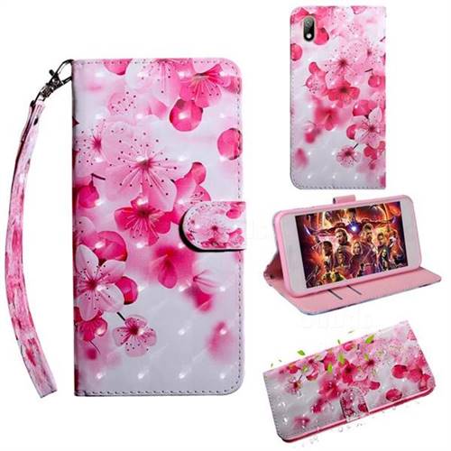 Peach Blossom 3D Painted Leather Wallet Case for Huawei Y5 (2019)