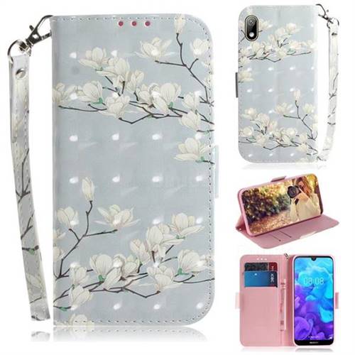 Magnolia Flower 3D Painted Leather Wallet Phone Case for Huawei Y5 (2019)