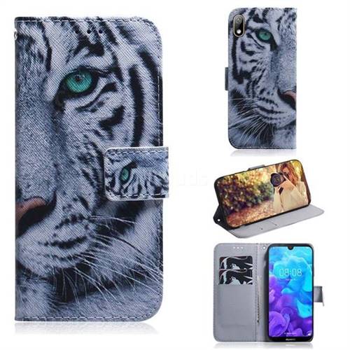 White Tiger PU Leather Wallet Case for Huawei Y5 (2019)