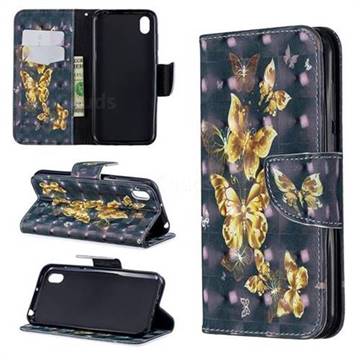 Silver Golden Butterfly 3D Painted Leather Wallet Phone Case for Huawei Y5 (2019)