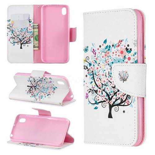 Colorful Tree Leather Wallet Case for Huawei Y5 (2019)