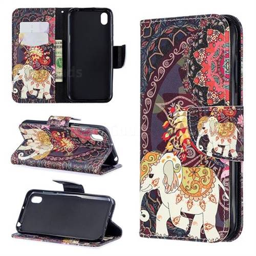Totem Flower Elephant Leather Wallet Case for Huawei Y5 (2019)