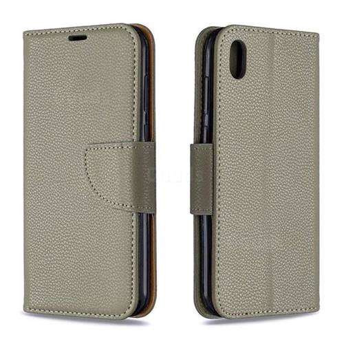 Classic Luxury Litchi Leather Phone Wallet Case for Huawei Y5 (2019) - Gray