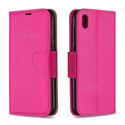 Classic Luxury Litchi Leather Phone Wallet Case for Huawei Y5 (2019) - Rose