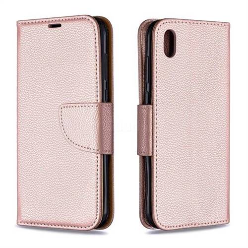 Classic Luxury Litchi Leather Phone Wallet Case for Huawei Y5 (2019) - Golden