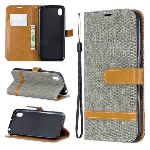 Jeans Cowboy Denim Leather Wallet Case for Huawei Y5 (2019) - Gray