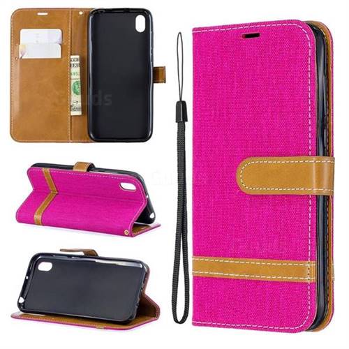 Jeans Cowboy Denim Leather Wallet Case for Huawei Y5 (2019) - Rose