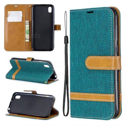 Jeans Cowboy Denim Leather Wallet Case for Huawei Y5 (2019) - Green
