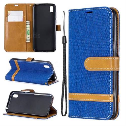 Jeans Cowboy Denim Leather Wallet Case for Huawei Y5 (2019) - Sapphire