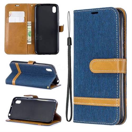 Jeans Cowboy Denim Leather Wallet Case for Huawei Y5 (2019) - Dark Blue
