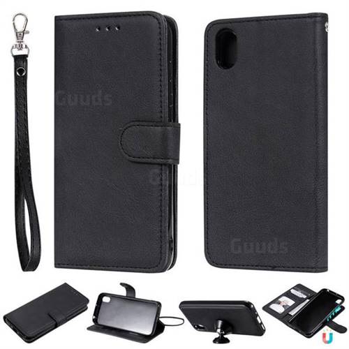 Retro Greek Detachable Magnetic PU Leather Wallet Phone Case for Huawei Y5 (2019) - Black