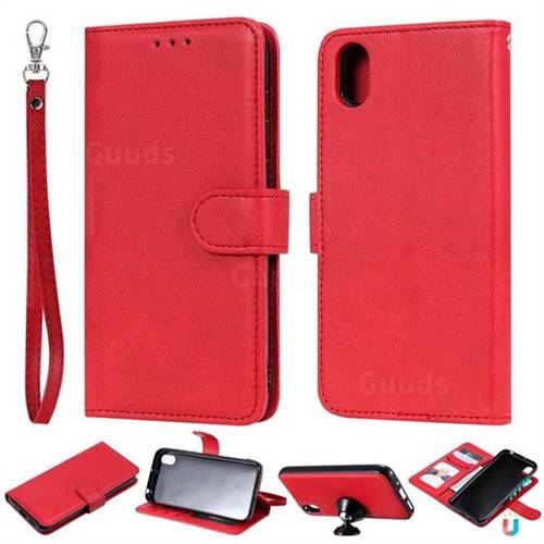 Retro Greek Detachable Magnetic PU Leather Wallet Phone Case for Huawei Y5 (2019) - Red