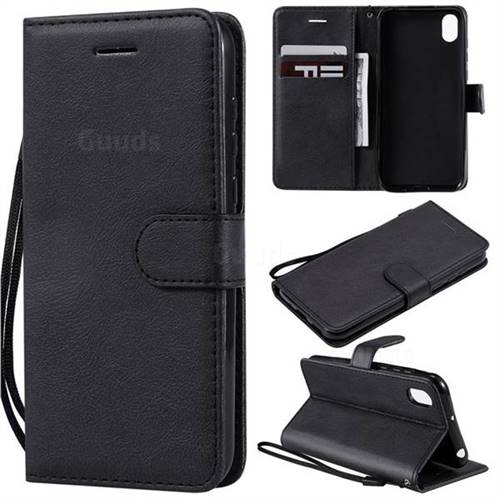 Retro Greek Classic Smooth PU Leather Wallet Phone Case for Huawei Y5 (2019) - Black