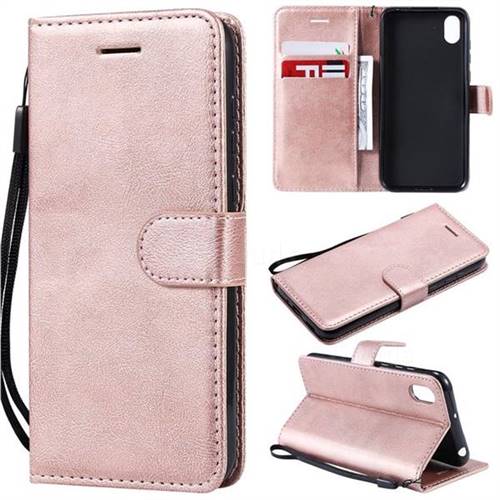 Retro Greek Classic Smooth PU Leather Wallet Phone Case for Huawei Y5 (2019) - Rose Gold