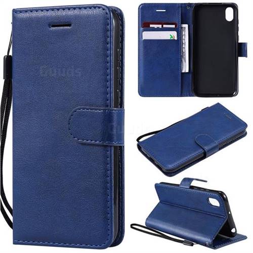 Retro Greek Classic Smooth PU Leather Wallet Phone Case for Huawei Y5 (2019) - Blue