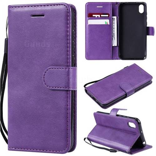 Retro Greek Classic Smooth PU Leather Wallet Phone Case for Huawei Y5 (2019) - Purple