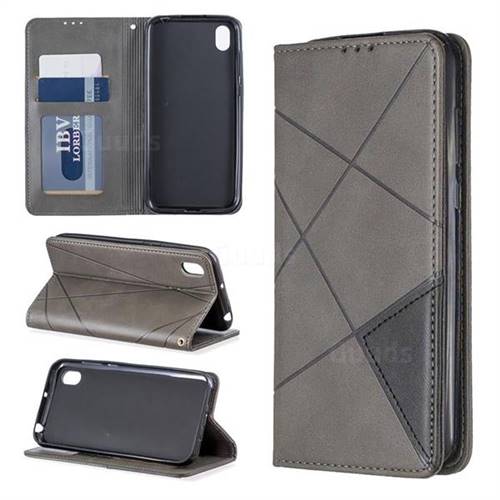 Prismatic Slim Magnetic Sucking Stitching Wallet Flip Cover for Huawei Y5 (2019) - Gray