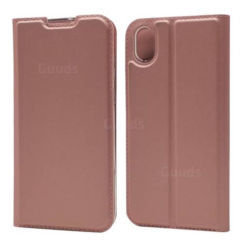 Ultra Slim Card Magnetic Automatic Suction Leather Wallet Case for Huawei Y5 (2019) - Rose Gold
