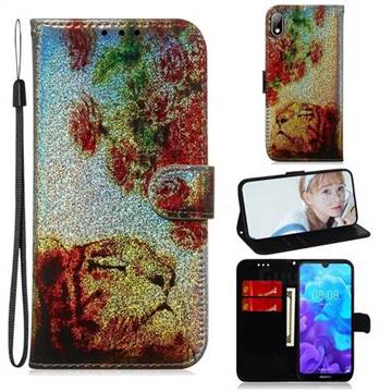 Tiger Rose Laser Shining Leather Wallet Phone Case for Huawei Y5 (2019)