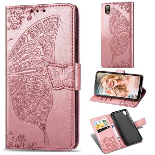 Embossing Mandala Flower Butterfly Leather Wallet Case for Huawei Y5 (2019) - Rose Gold