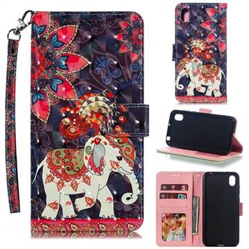 Phoenix Elephant 3D Painted Leather Phone Wallet Case for Huawei Y5 (2019)