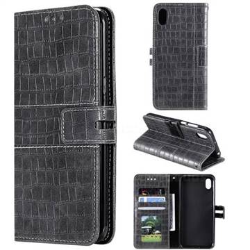 Luxury Crocodile Magnetic Leather Wallet Phone Case for Huawei Y5 (2019) - Gray