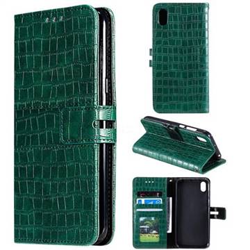 Luxury Crocodile Magnetic Leather Wallet Phone Case for Huawei Y5 (2019) - Green