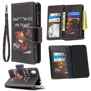 Chainsaw Bear Binfen Color BF03 Retro Zipper Leather Wallet Phone Case for Huawei Y5 (2019)