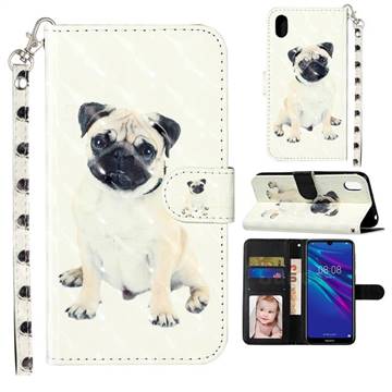 Pug Dog 3D Leather Phone Holster Wallet Case for Huawei Y5 (2019)