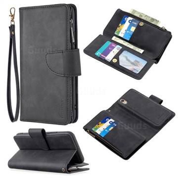 Binfen Color BF02 Sensory Buckle Zipper Multifunction Leather Phone Wallet for Huawei Y5 (2019) - Black