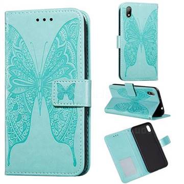 Intricate Embossing Vivid Butterfly Leather Wallet Case for Huawei Y5 (2019) - Green
