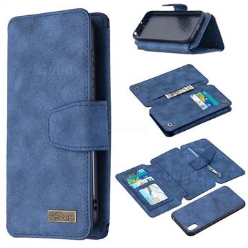 Binfen Color BF07 Frosted Zipper Bag Multifunction Leather Phone Wallet for Huawei Y5 (2019) - Blue
