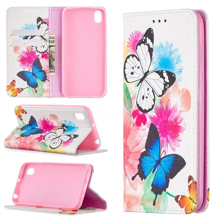 Flying Butterflies Slim Magnetic Attraction Wallet Flip Cover for Huawei Y5 (2019)