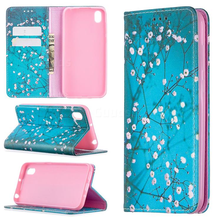 Plum Blossom Slim Magnetic Attraction Wallet Flip Cover for Huawei Y5 (2019)