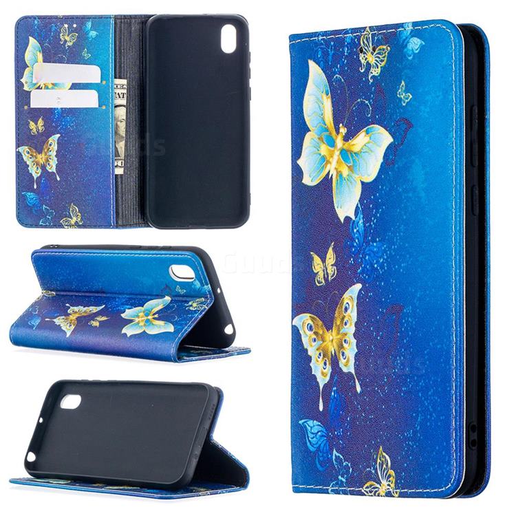 Gold Butterfly Slim Magnetic Attraction Wallet Flip Cover for Huawei Y5 (2019)