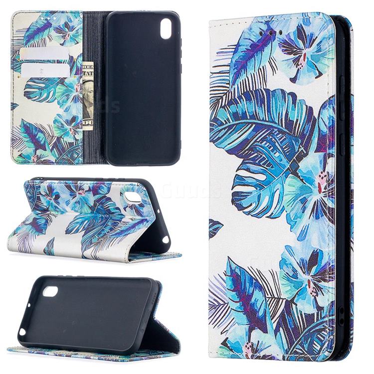 Blue Leaf Slim Magnetic Attraction Wallet Flip Cover for Huawei Y5 (2019)