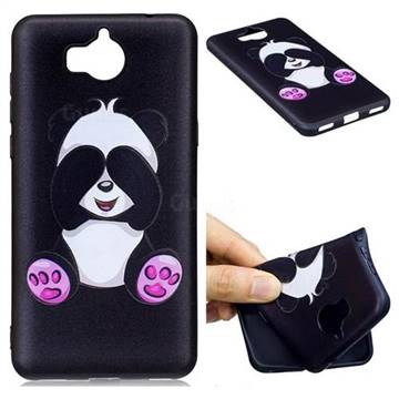 Lovely Panda 3D Embossed Relief Black Soft Back Cover for Huawei Y5 (2017)