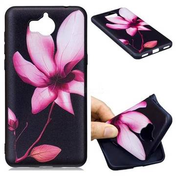 Lotus Flower 3D Embossed Relief Black Soft Back Cover for Huawei Y5 (2017)
