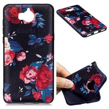 Safflower 3D Embossed Relief Black Soft Back Cover for Huawei Y5 (2017)