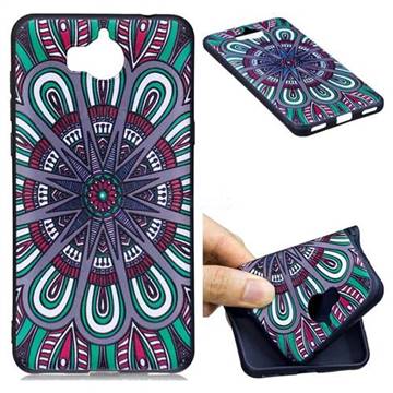 Mandala 3D Embossed Relief Black Soft Back Cover for Huawei Y5 (2017)
