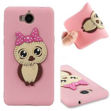 Bowknot Girl Owl Soft 3D Silicone Case for Huawei Y5 (2017) - Pink