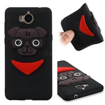 Glasses Dog Soft 3D Silicone Case for Huawei Y5 (2017) - Black
