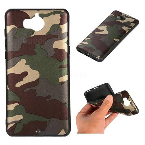 Camouflage Soft TPU Back Cover for Huawei Y5 (2017) - Gold Green